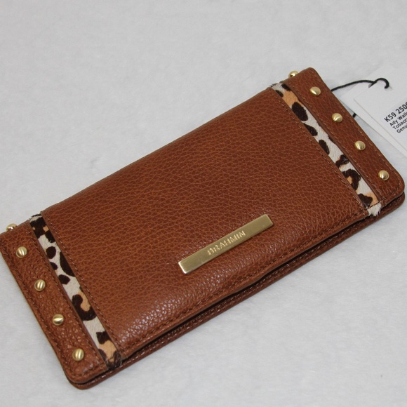 NWT BRAHMIN Ady Wristlet Wallet Tobacco Cherrywood Leather - Picture 1 of 3
